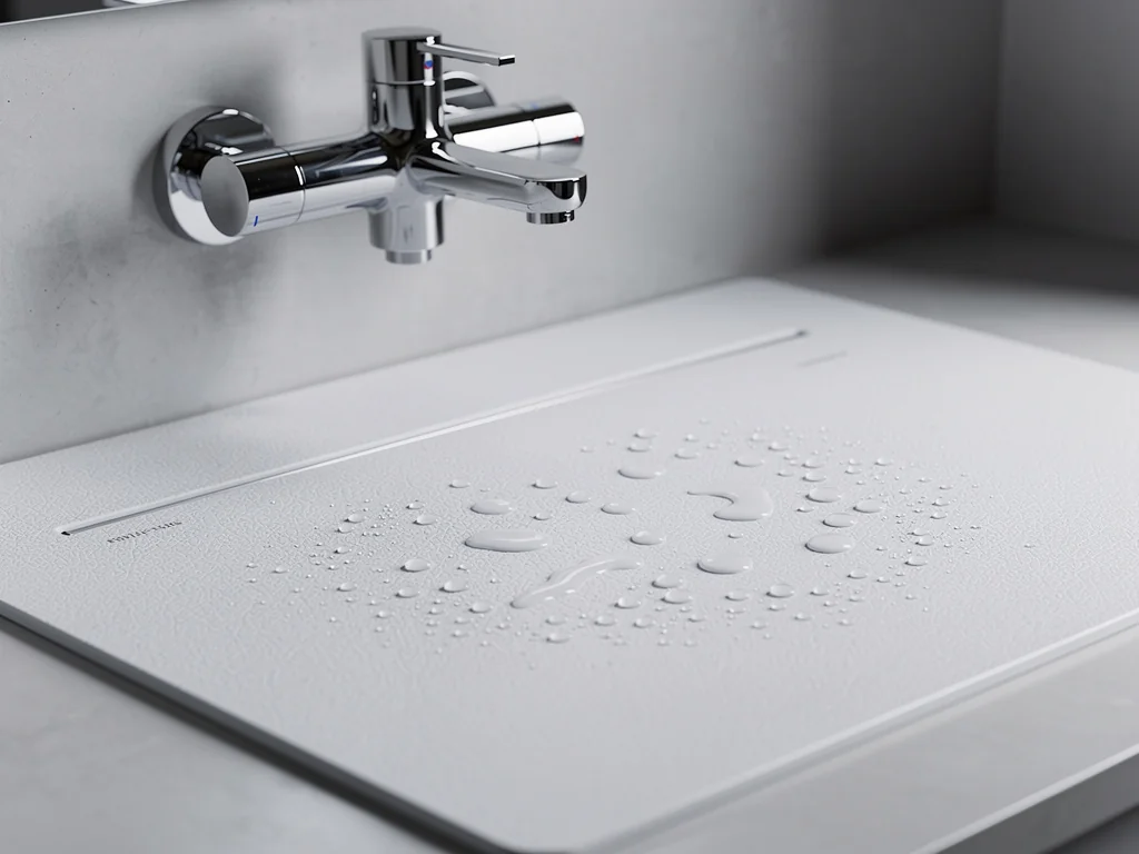 Receveur extra-plat et mitigeur thermostatique dans une douche sécurisée
